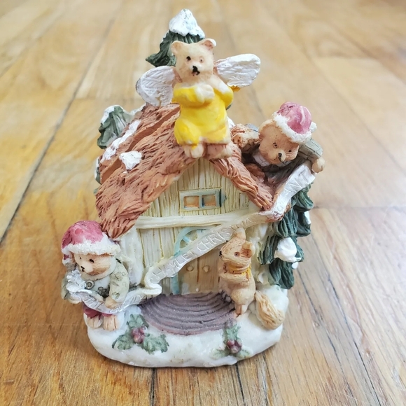 Polyresin hinged house bears the holiday hamlet christmas pageant figurine - Picture 11 of 11